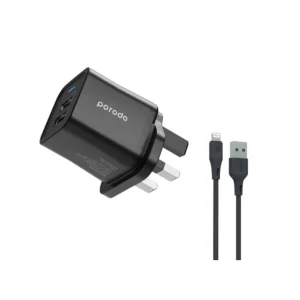 Porodo PD20 Wall Charger with Type-C to Lightning Cable