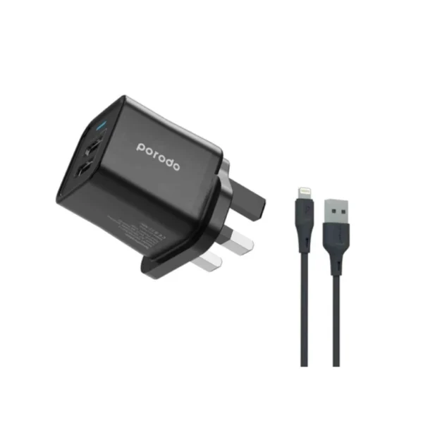 Porodo PD20 Wall Charger with Type-C to Lightning Cable